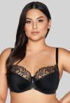 Biustonosz AVA czarny, półusztywniany, złoty haft – AV 2114 Semi Soft Black