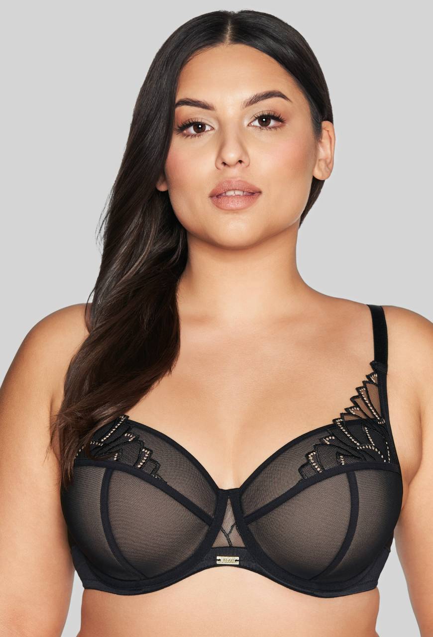 Biustonosz AVA czarny, pełny, haftowany tiul – AV 2116 Full Cup Black