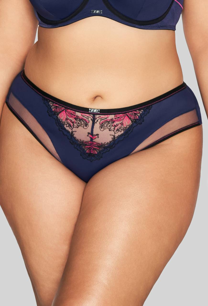 Figi AVA majtki granatowe, haft kwiatowy, eleganckie – AV 2119 Navy Blue