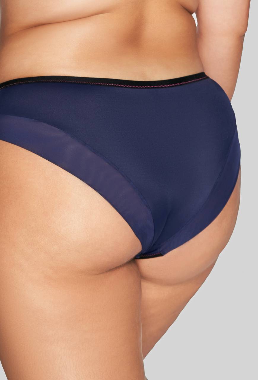 Figi AVA majtki granatowe, haft kwiatowy, eleganckie – AV 2119 Navy Blue