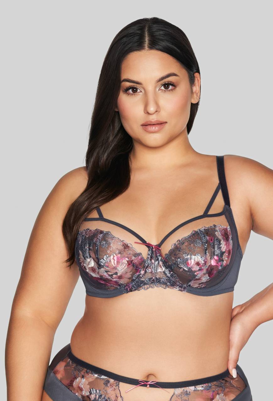 Biustonosz AVA szary, haftowany tiul – AV 2123 Soft Gray
