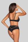 Biustonosz NOVIKA czarny, ozdobne paski - ADELLE N° 01 PUSH UP BLACK