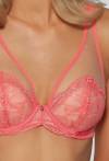 Biustonosz AVA koralowy i koronkaowy – AV 2073 Push Up Coral
